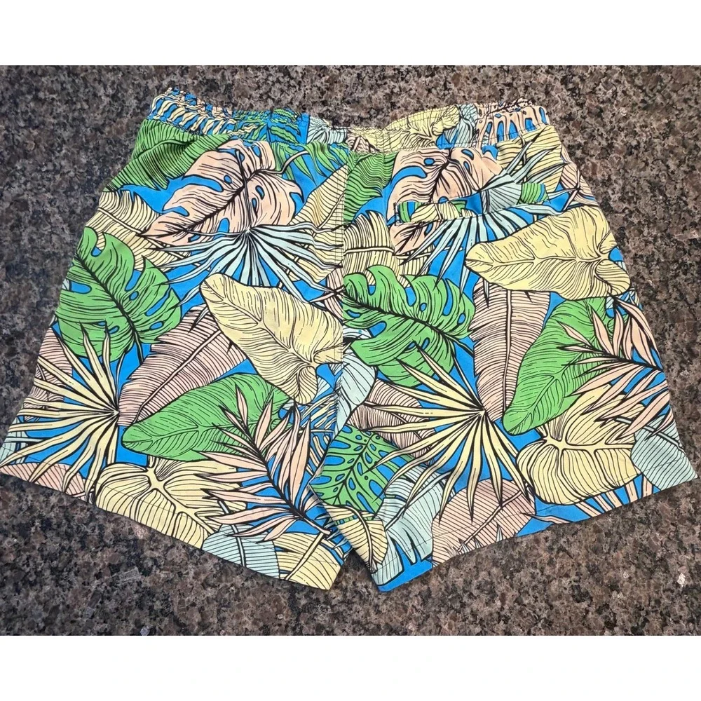 Malibu Beach Club Mens Tropical Palm‎ Leaf Swim Trunks